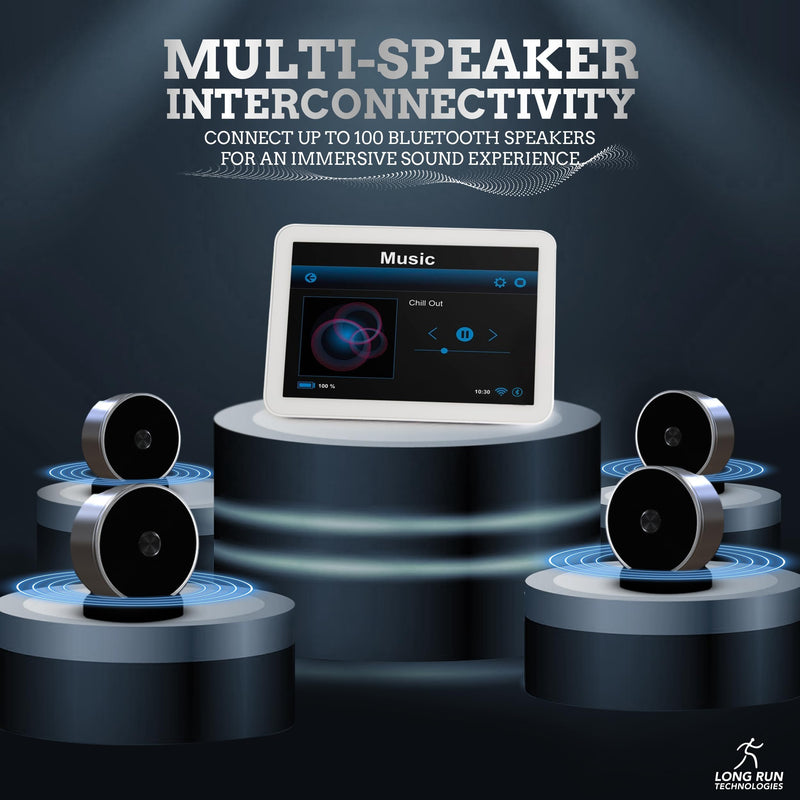 Bluetooth Speaker Set: Wireless Stereo Dual Pairing Portable Twin TWS System With Big Rich Bass Hi-Fi Multi-Room Indoor Outdoor Use Home Deck Pool Work Travel Party Camping Gift Decor Idea (Chrome) Chrome