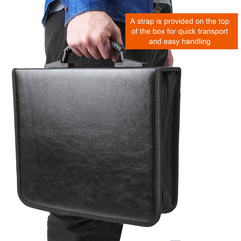 PU Leather CD Case Holder, 400 Capacity Media Wallet Car CD DVD Storage Booklet with Zipper, Portable DVD Storage Binder Album Box Organizer for Vehicle Home Office