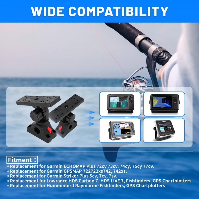Fish Finder Mounts for Boat, 360° Adjustable Fish Finder Mounting Brackets, Depth Finders Mount, Universal Marine Electronics Mounting Plate for Boat, Canoe, Kayak with Mount Bracket