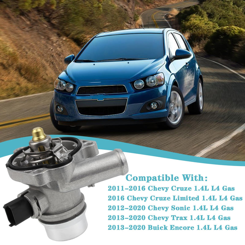 Upgrade Aluminium Engine Coolant Thermostat Housing Assembly Compatible with 2011-2020 Chevy Cruze Limited Sonic Trax Buick Encore 1.4L Replaces 25200455 55565336 55579010 55593034 902-808