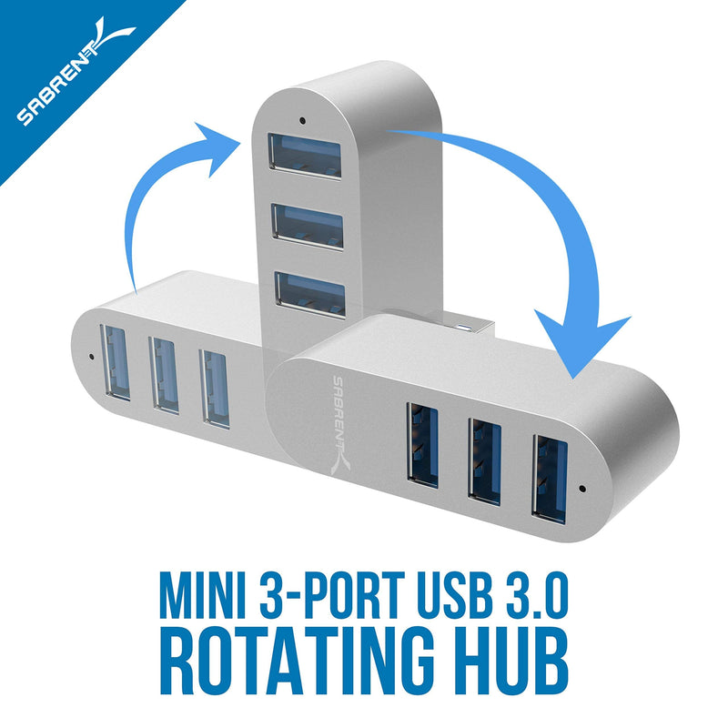Sabrent Premium 3-Port Aluminum Mini USB 3.0 Hub + 22AWG 6 Feet USB 3.0 Extension Cable