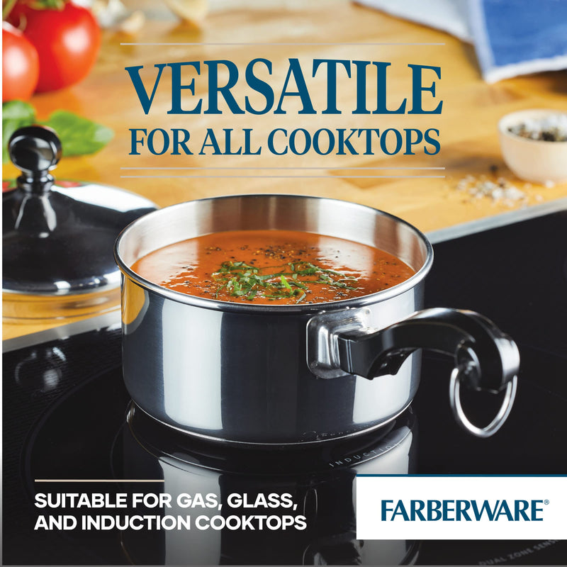Farberware Classic Series Stainless Steel Sauce Pan with Lid, 1-Quart, Sauce Pans, Silver Saucepan (1 Quart)