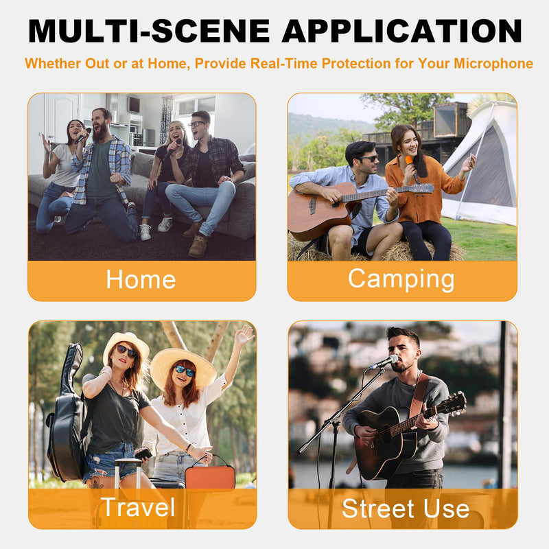 Wireless Microphone Case Compatible with JBL Wireless Two Microphone System, Handheld Dual Mic Travel Bag for Singing or Karaoke for Receivers, Adapters, AA Batteries- Lighting Orange(Box Only)