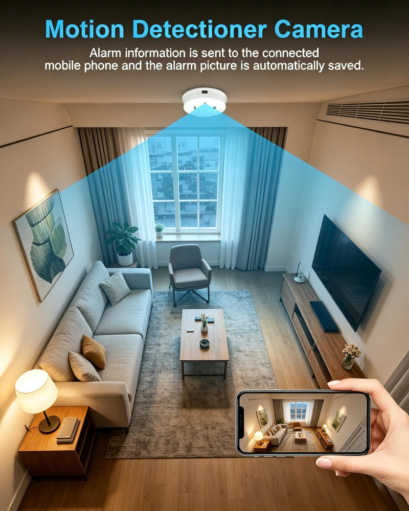 HD 1080P Hidden Camera Smoke Detector WiFi Cameras Wireless Small Spy Nanny Cam with Motion Detection, Surveillance Indoor Camera for Home Security No Audio