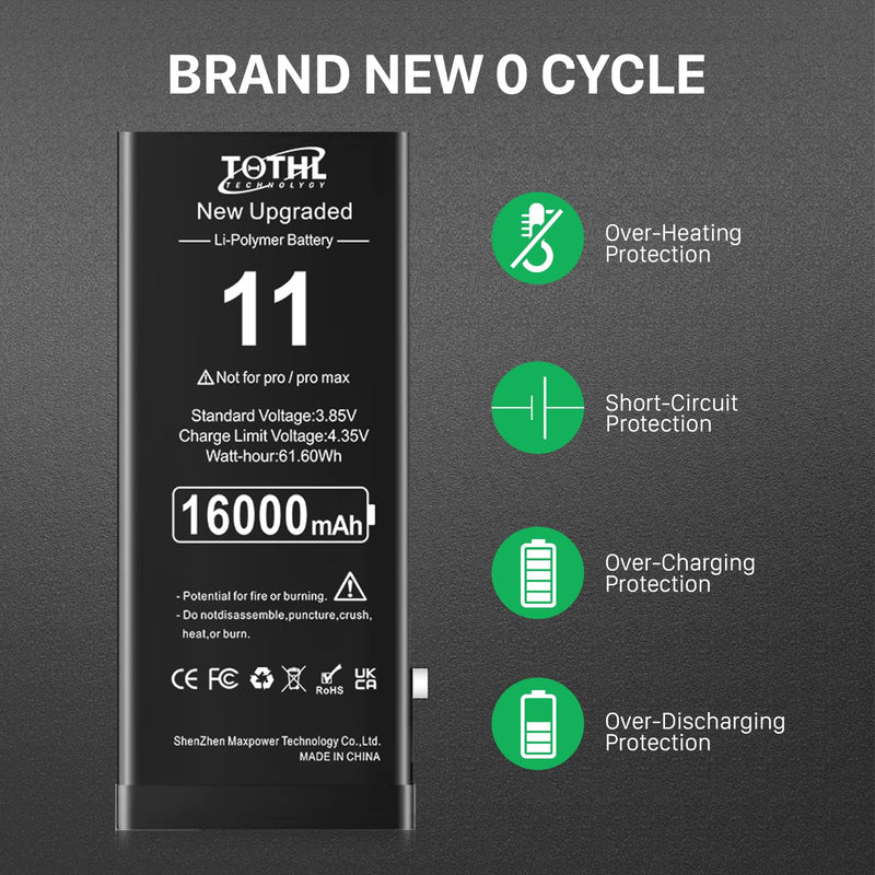 Battery Compatible with iPhone 11 (2025 New Upgrade) 0 Cycle Li-Polymer Replacement Battery for iPhone 11, with Professional Repair Tool Kit