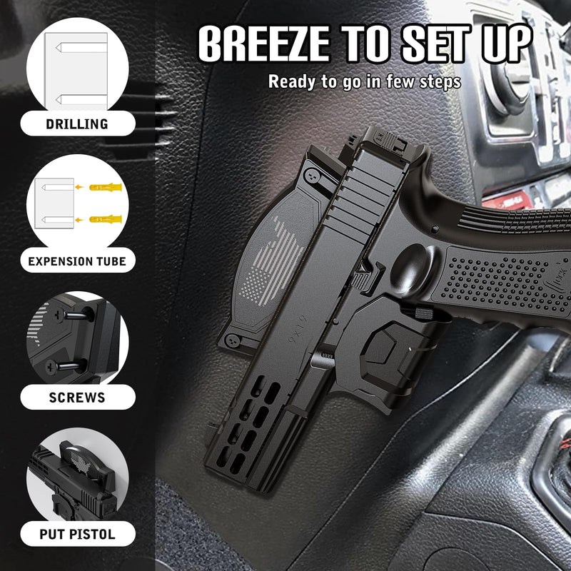 Gun Magnet Mount for Truck Car Vehicle,Magnetic Gun Mount for Pistol Shotgun Revolver with Trigger Guard Protect,Gun Magnet Rate Max 15 LBS Conceal in Desk Safe Wall Easy to Access&Release 2 Pack