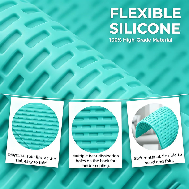 Flexible Silicone Aluminum Phone Holder Tablet Stand with Charging Port Design, Foldable Airplane Laptop/Phone Stand for Home Office Travel (Tiffany) Tiffany