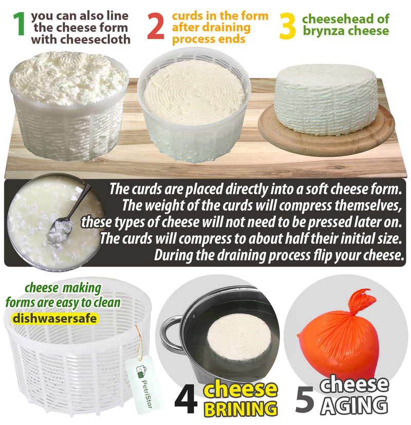 6 pcs Soft Cheese Mold for Cheese Making 1.25QT - Small Cheese Mold - Homemade Cheese Making Supplies - Cream Cheese Form Mold - Molde Para Queso Fresco Casero - Feta Ricotta Cheese Making Basket