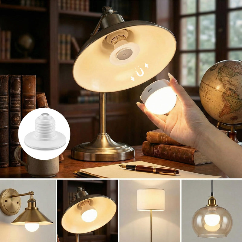 Rechargeable Battery Operated Light Bulbs, E26 Socket (Magnetic Detachable) Light Bulb for Lamps with Remote Control Dimmable＆Timer, Puck Emergency Lamp for Non-Hardwired Wall Sconce (Pack of 4) 4 Pack