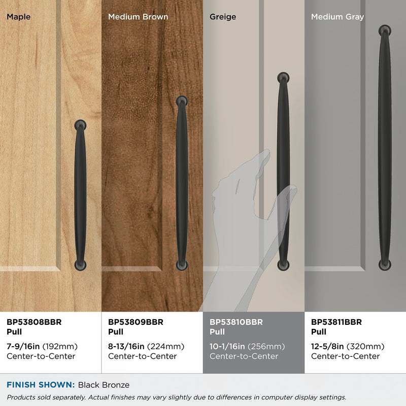 Amerock Kane 10-1/16 inch (256 mm) Center-to-Center Black Bronze Cabinet Pull, BP53810BBR