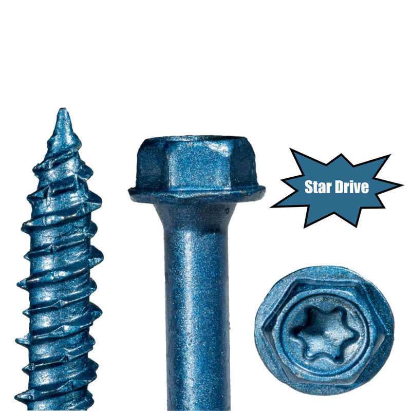Star Drive Hex Washer Head Masonry Screws, 50 Pieces with Driver Bit & Masonry Drill Bit - 5/16" x 1-1/4" Concrete Masonry Screws, Rust Resistant High Strength 5/16" x 1-1/4"