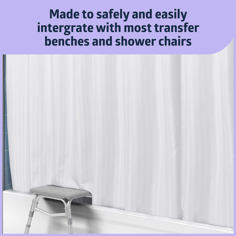 Medline Transfer Bench Shower Curtain, Standard Size, Machine-Washable, White, for Senior, Elderly, Disabled, or Adults and Patients, 1 Ct.