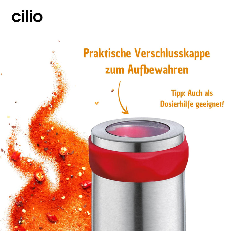 Cilio Premium Piccante Chili Chilli Mill Grinder Red, one size, silver