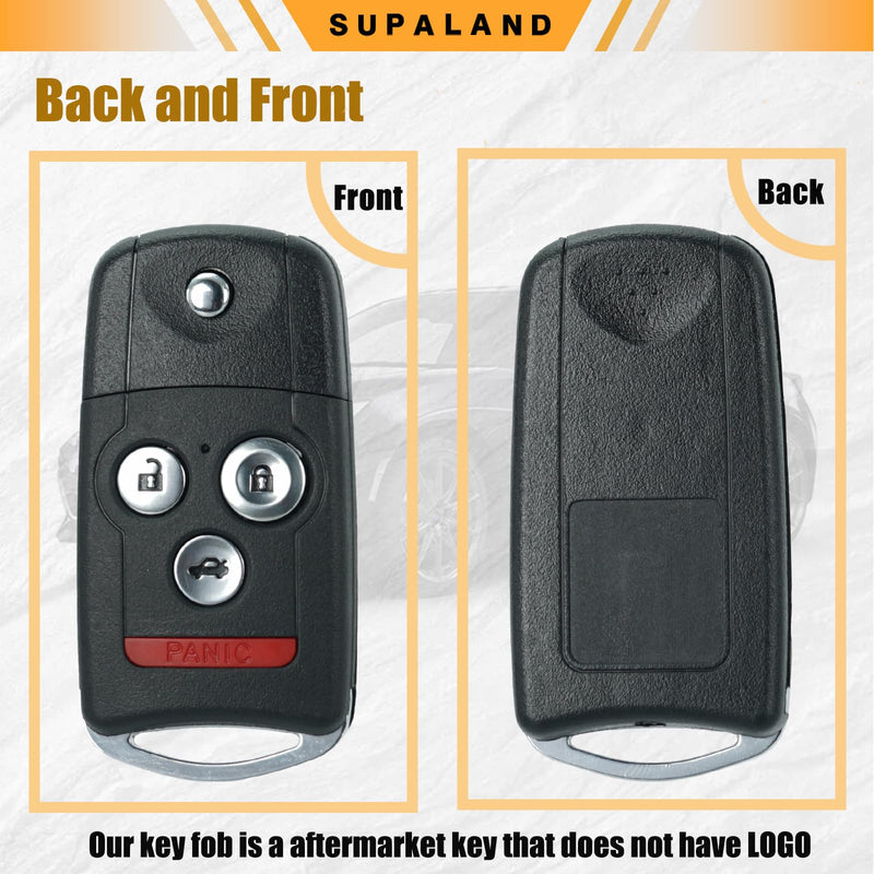 SUPALAND Key Fob Replacement Fits for Acura MDX RDX 2007-2013 Car Keyless Entry Remote Control Flip Key N5F0602A1A 35111-STX-326 4 Button (Set of 2)