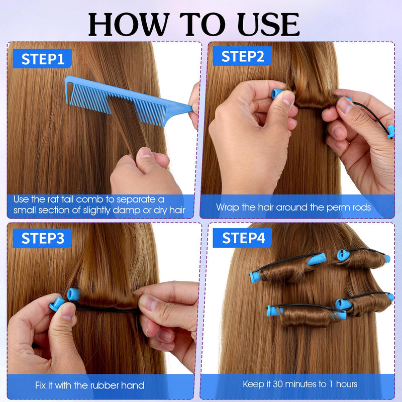  [AUSTRALIA] - 20 Pcs Perm rod Small Plastic Hair Perming And Rollers Curling Roller Medium For Long Hairs (Blue, 0.35 Inches)