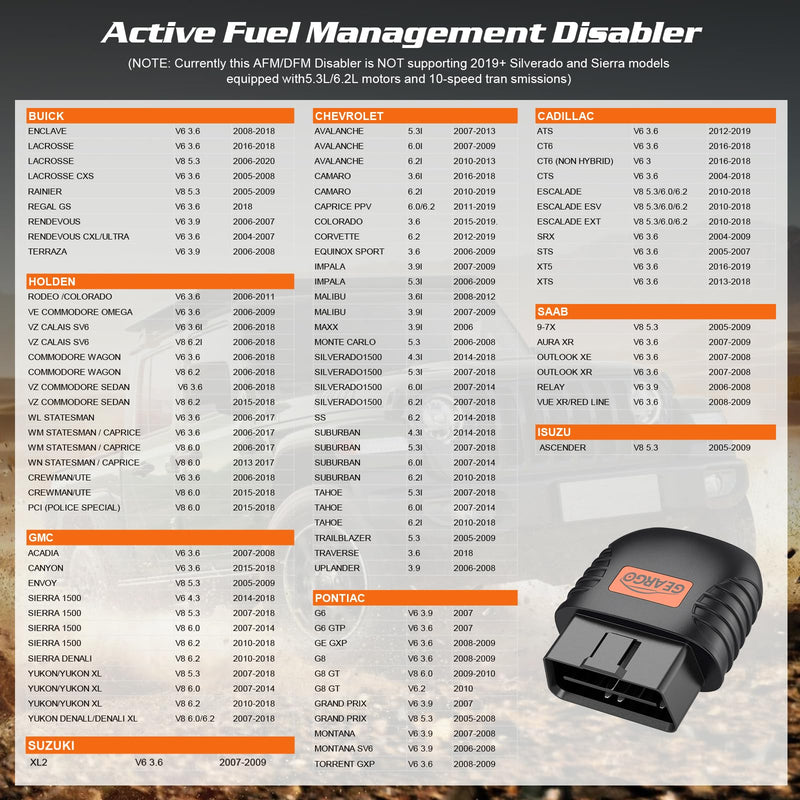 AFM Disabler Active Fuel Management – V8/V6 Mode(4.3L 5.3L 6.0L 6.2L) (Black) Black