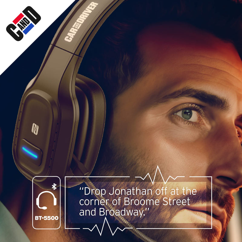 BT5500 Trucker Bluetooth 5.0 Headset Noise Cancelling Microphone | Wireless Headset, Rotatable Mic, Adjustable Headband Multi Device Pairing, Voice Assistant Support, 30-HR Talk, 57-HR Music Over-Head Black