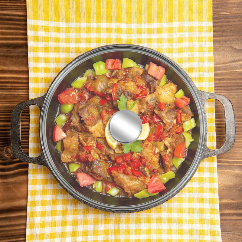 12.5" Tempered Glass Pan Lid with Steam Vent, Thickened to 4mm and Dishwasher Safe and Oven up to 480℉, Universal Lid Fit for Cast Iron Skillets, Frying Saute Pan, Cooking Pot 12.5 Inches Round and Silver
