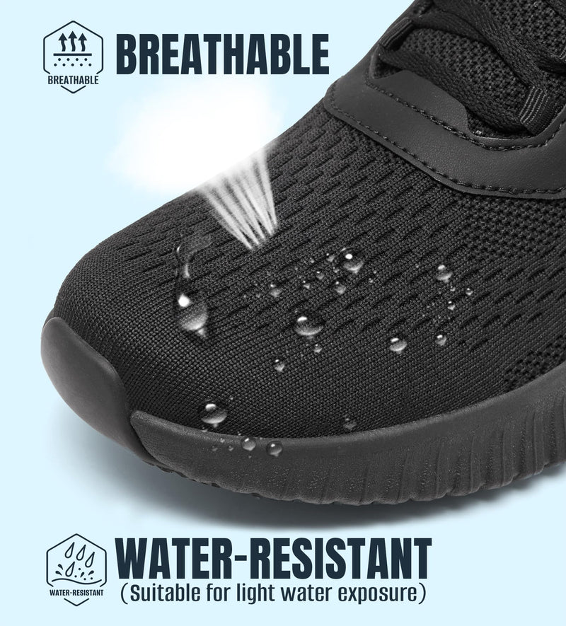 SHULOOK Women's Non Slip Work Shoes Slip-Resistant Kitchen Chef Restaurant Food Service Nurse Shoe Comfortable Mesh Breathable Walking Sneakers Black 8.5