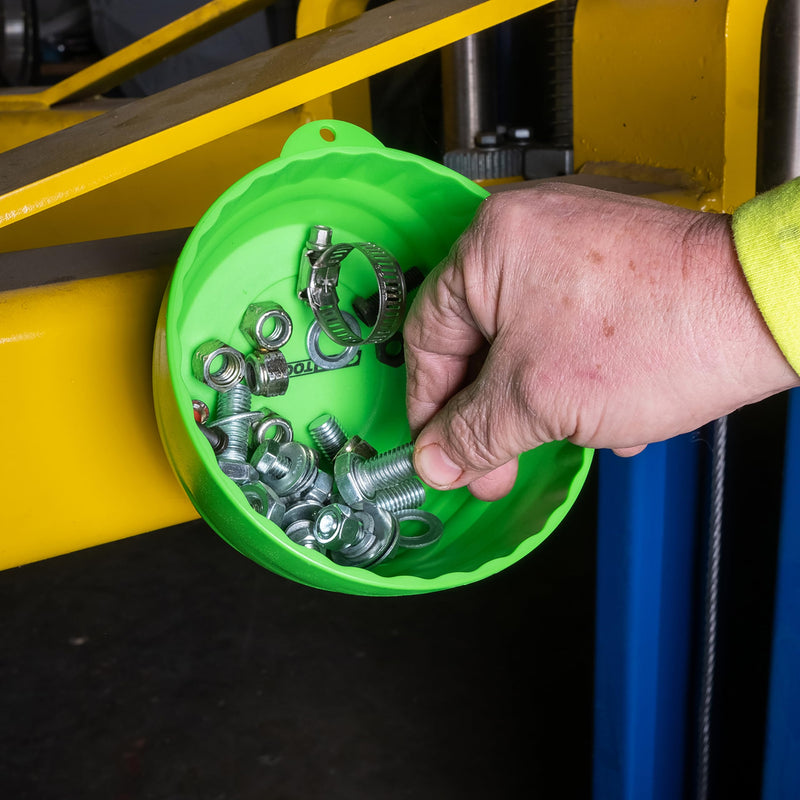 OEMTOOLS 25114 Magnetic Nut Cup, Magnetic Bowls for Holding Nuts and Bolts, 6 Inch Cup Diameter, Coated Magnet Sticks to All Ferrous Metal Work Surfaces,Green Green