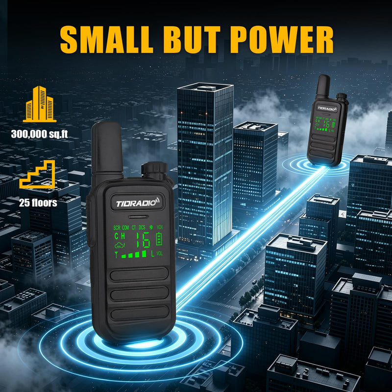 TIDRADIO M11 Plus FRS Walkie Talkies Long Range,Bluetooth Programming & AI Noise Canceling,NOAA,VOX,License-Free Handheld Two-Way Radios with USB-C Charging,for Business Hotel Construction Outdoor
