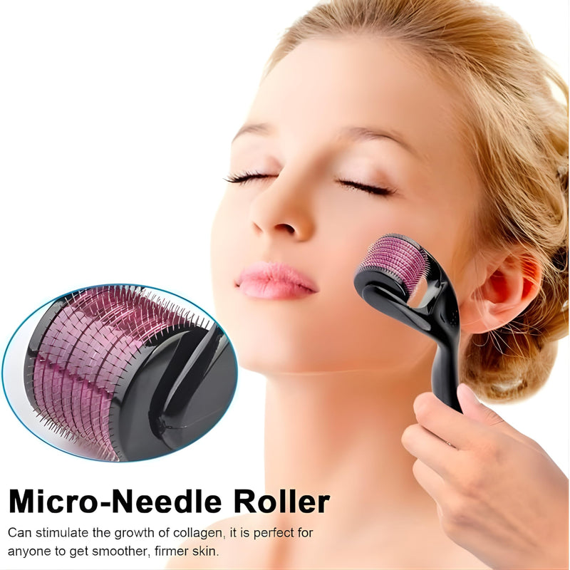 Derma skin Roller, Micro-needling Roller, Titanium 540 Needles,Facial Skin Roller Cellulite Hair Growth, Skin Anti Ageing Scar,use for women face massage, Neck Wrinkle Stretch (Needle Size 0.25mm) Needle Size 0.25mm
