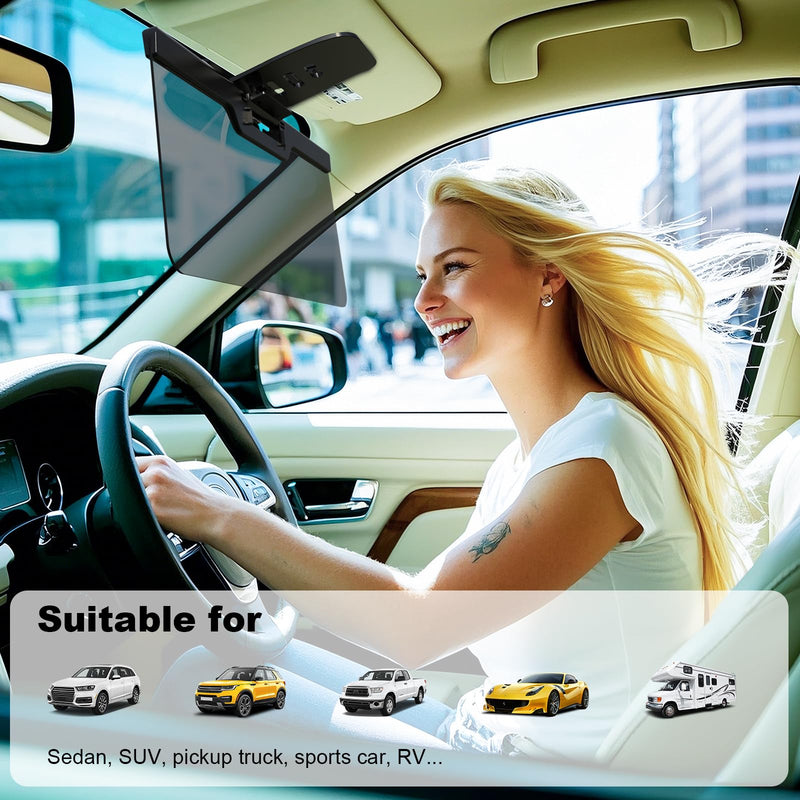 Sun Visor Extender for Car, Enhanced UV400 Anti-Glare, Adjustable Mount with PC Lens, Universal Car Anti-UV Polarized Sun Visor Extender Attachment, Anti-Snow Blind, Ensure Safe Driving