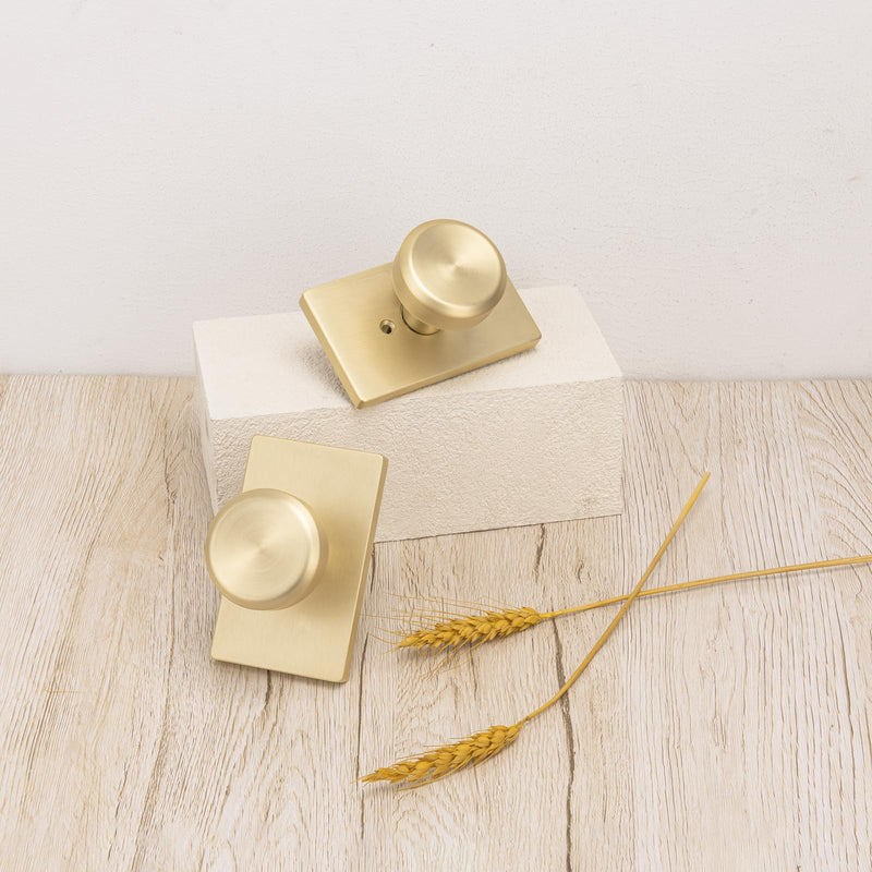 parro Gold Door Knob Interior for Bath & Bedroom, Bathroom Door Knob with Push Lock, Privacy Interior Door Handle with Lock Satin Brass