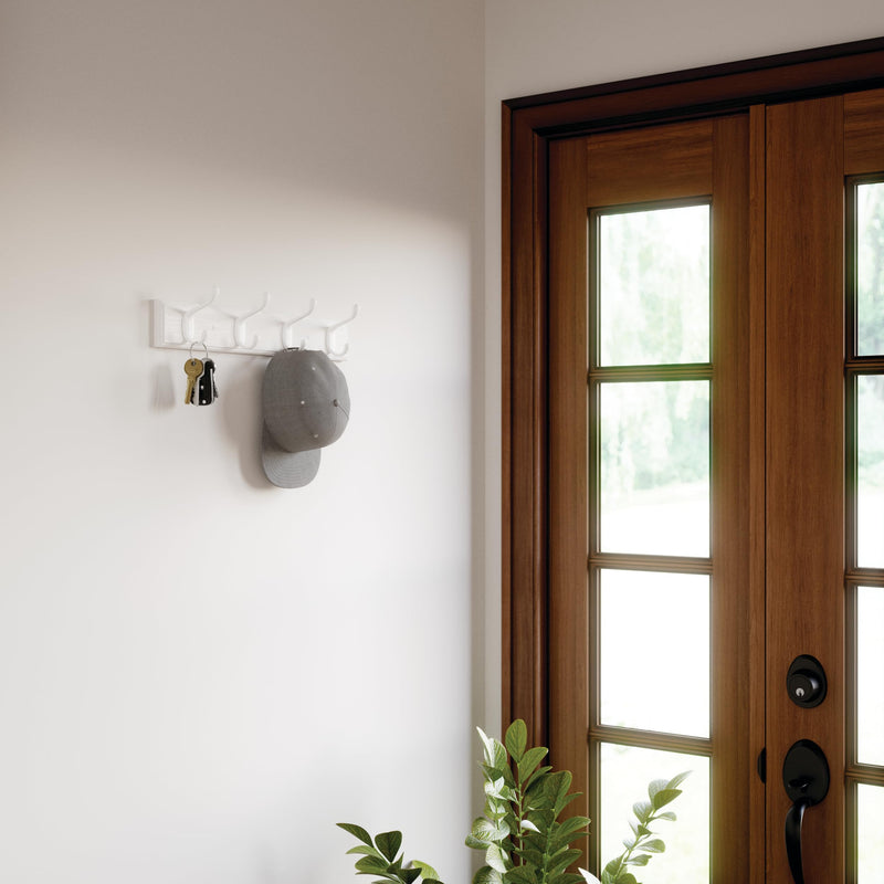 Franklin Brass Casual Curve Wall Mounted Pure White 16 in. Coat Rack, 4 Hooks, B46717K-PWW-C2 1 16" Rail