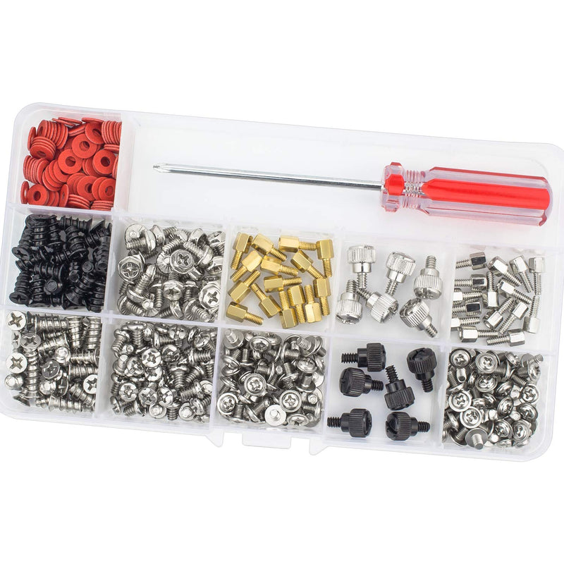 300PCS Personal Computer Screw Standoffs Set Assortment Kit with a Screwdriver for Hard Drive Computer Case Motherboard Fan Power Graphics