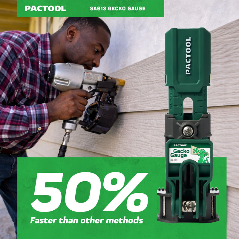 Pactool Universal Gecko Gauge Siding Tool – One-Person Installation for Hardie® Fiber Cement & LP® SmartSide® Engineered Wood, Durable Grip, Heavy-Duty Support for 12’ & 16’ Planks, Gift for Dad Universal: 5/16"–5/8" for Hardie & LP Siding