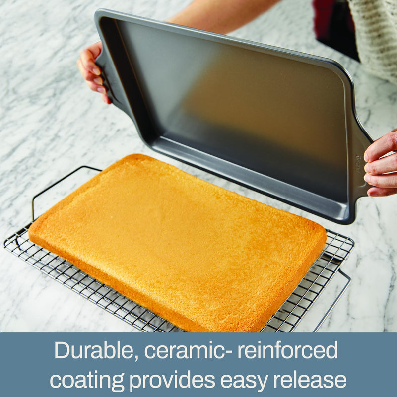 All-Clad Pro-Release Nonstick Square Baking Pan 8x8 Inch Oven Safe 450F Half Sheet, Cookie Sheet, Muffin Pan, Cooling & Baking Rack, Round Cake Pan, Loaf Pan, Baking Pan Grey 8 X 8 inch
