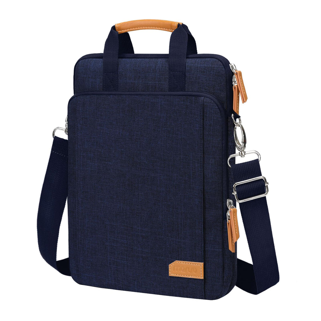 MOSISO 360 Protective Laptop Bag, 15.6 inch Vertical Computer Bag Compatible with MacBook Pro 16 inch, HP, Dell, Lenovo, Asus Notebook with Shoulder Strap & Front Raised & Vertical Pockets, Navy Blue