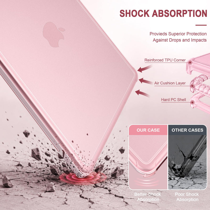 MEEgoodo for MacBook Neo 13 Inch Case 2026 Fit Model A3404 with Shockproof TPU Frame, Hard Shell Protective Cover, Anti-Fingerprint Matte Finish, Precise Cutouts, Laptop Case for MacBook Neo 13",Blush Blush