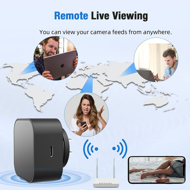 LIZVIE USB Charger Hidden Camera, 1080P WiFi Spy Cam with Motion Detection, App Remote View, Night Vision, Ideal for Home, Office, Indoor or Outdoor Security