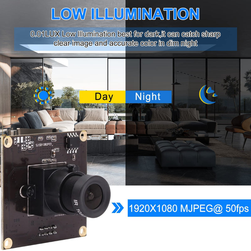 ELP USB3.0 Mini PC Camera - Low Light 1080P 50fps USB Security Camera for Computer & Laptop CC01