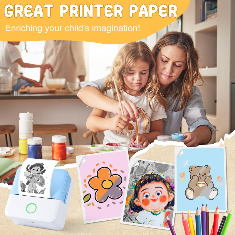  [AUSTRALIA] - 10 Rolls Mini Printer Paper, Thermal Pocket Printer Paper Rolls, 57 X 25mm Inkless Self-Adhesive Printable Sticker Compatible with Most Series Printers Portable Thermal Printers Color & White