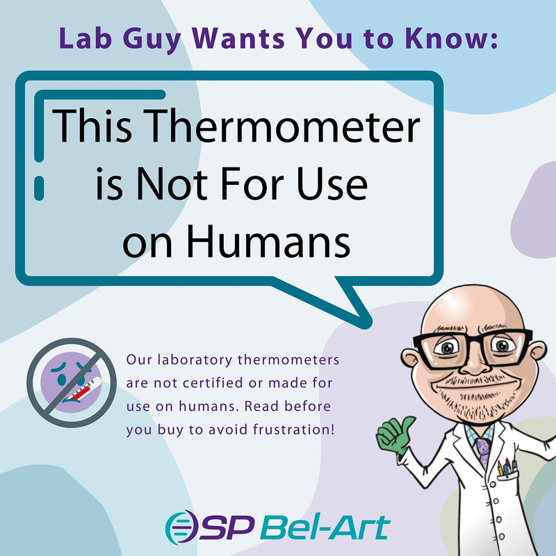 SP Scienceware H-B DURAC Plus Immersion Organic Liquid-In-Glass Cooking Thermometer - Precise Lab & Kitchen Thermometer for Liquids - 0 to 230F Range, Blue Spirit Liquid Partial Immersion 0 to 230 degree F Range, Blue Spirit Liquid