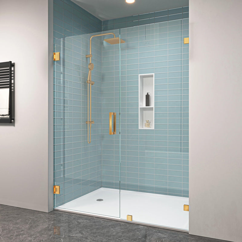 Shower Door Handle Stainless Steel 152mm/6 inches Square Corner Back to Back Double Side Pull for 1/4" to 1/2" Thickness Glass - Brushed Gold 6 inch Rectangle Handle