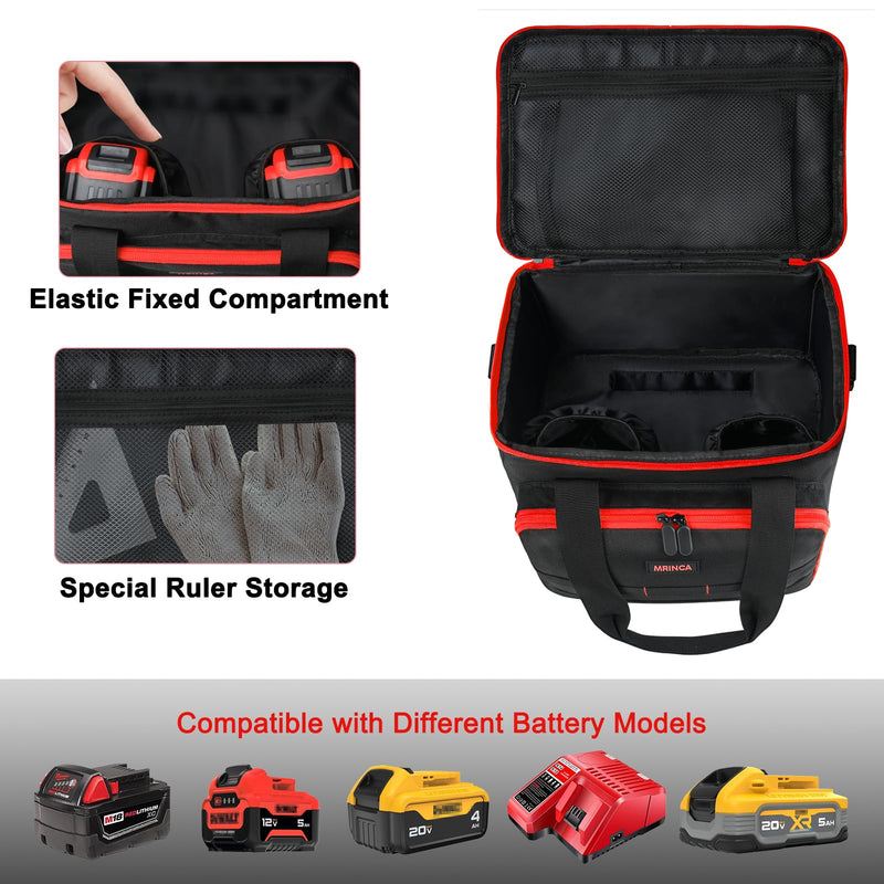 Tool Bag Compatible with Milwaukee M18 2630-20 Circular Saw, DEWALT 20V MAX DCS391B/DCS565B, Circular Saw Case with Battery Compartment & Blade Organizer, Portable Design, Case Only Red