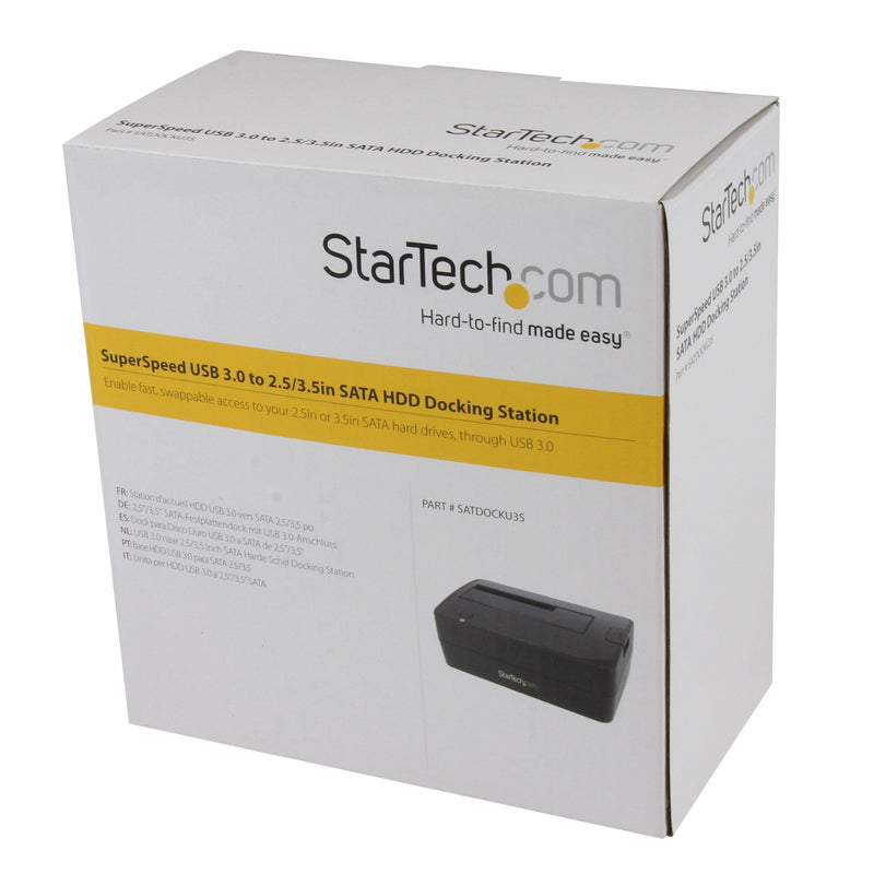 StarTech.com Single Bay USB 3.0 to SATA Hard Drive Docking Station, USB 3.0 (5 Gbps) Hard Drive Dock, External 2.5/3.5" SATA I/II/III HDD/SSD Docking Station, Top-Loading Hard Drive Bay (SATDOCKU3S) 1 Bay
