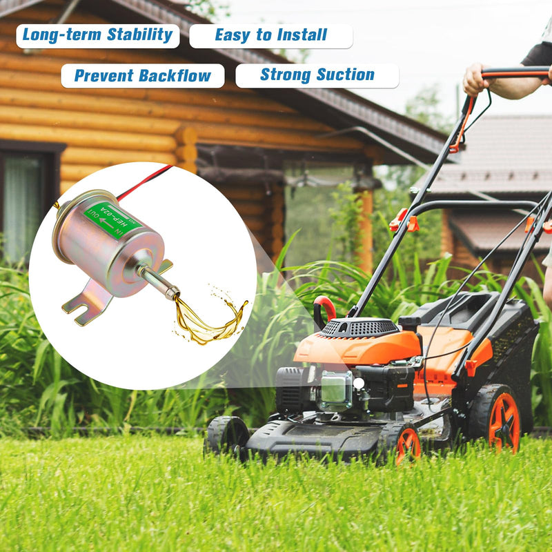 Universal Electric Fuel Pump 12V, Inline Low Pressure Fuel Pump 3-6 PSI for Carburetor Lawn Mowers Small Engine Motorcycles ATVs and More