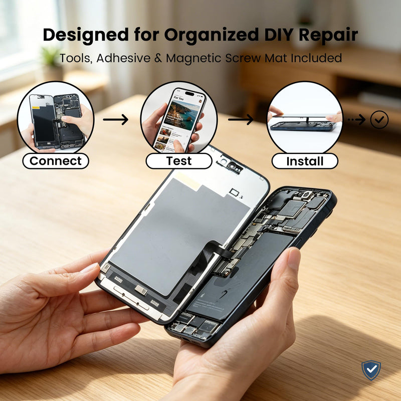 AuraLens for iPhone 15 Pro Max Screen Replacement Kit LCD Display Assembly | A2849 A3105 A3106 A3108, FHD INCELL LCD Touch Digitizer 6.7 Inch, COF, 120Hz, Repair Tools, Waterproof Adhesive, Screw Pad For iPhone 15 Pro Max (6.7")
