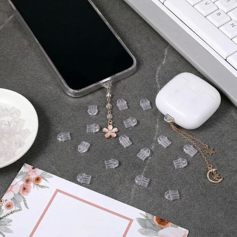 101pcs Cell Phone Dust Plug Clear Charging Port Covers Anti Dust | Charging Port Plug Phone Dusts Plugs Protector Protective Dusts Plug for Phones Earphones Laptops Accesories