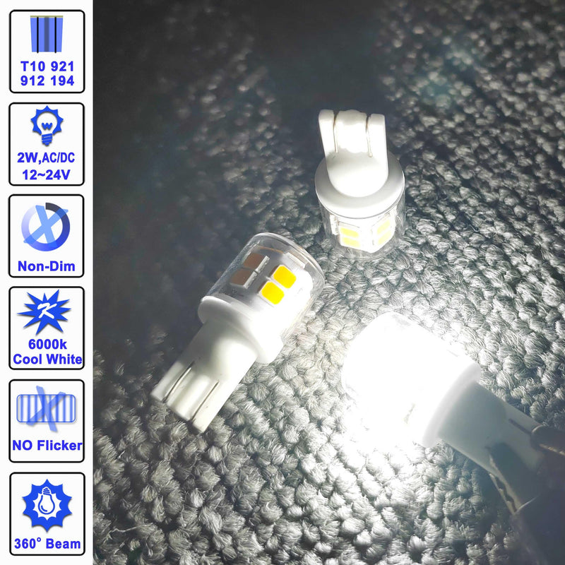 Bright T10 921 922 912 Led Bulbs for 12V RV Tralier Interior Ceiling Dome Light, Cool White 6000k, 194 168 LED Replacement Camper Boat Trunk Map License Backup Reverse Width Lamp Landscape Lights,5Pcs T10 5pack