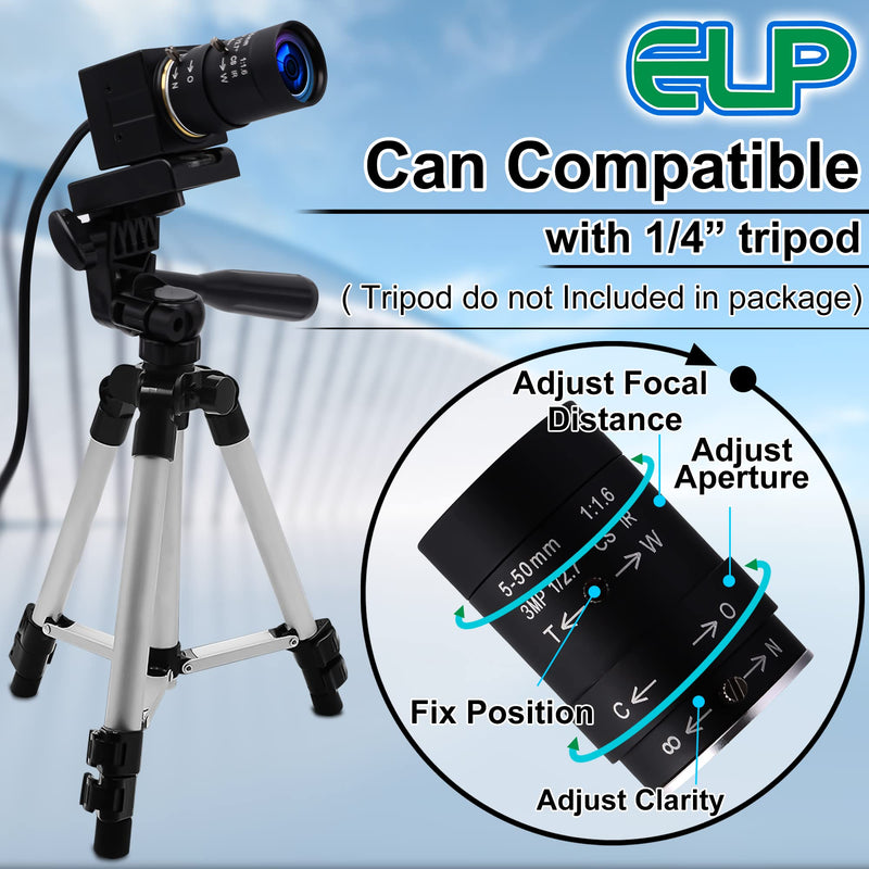 8MP USB Camera Manual Zoom 4K Webcam 5-50mm Variable Focus PC Camera for Computer Mini UVC USB2.0 Web Camera IMX317 Varifocal USB with Camera Industrial Video Close-up Camera for Laptop Android Mac 8MP 5-50mm Varifocal Camera
