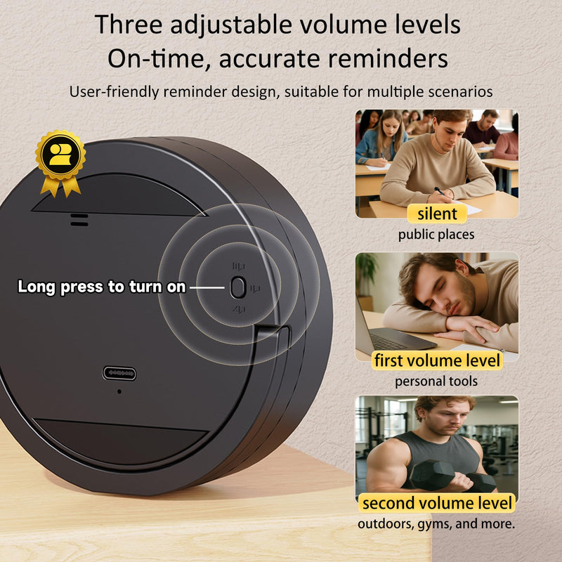 Digital Kitchen Timer, Rechargeable Magnetic Visual Timer with Large LED Display, Adjustable Volume for Classroom, Cooking, Fitness, Baking, Kids Learning & Teaching (1, Black)