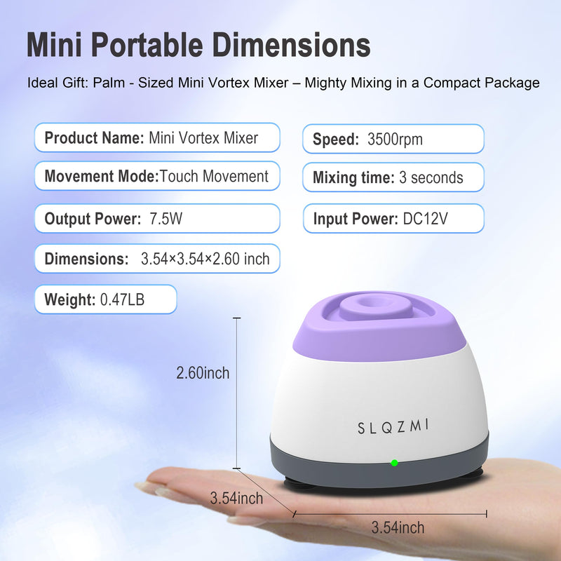 Mini Vortex Mixer, Nail Polish Shaker, Paint Shaker & Paint Mixer for Gel Polish, Acrylic Paints, Eyelash Adhesives, Tattoo Ink, Lab Vortex Mixer for Centrifuge Tubes and Test Tubes (Purple) Purple