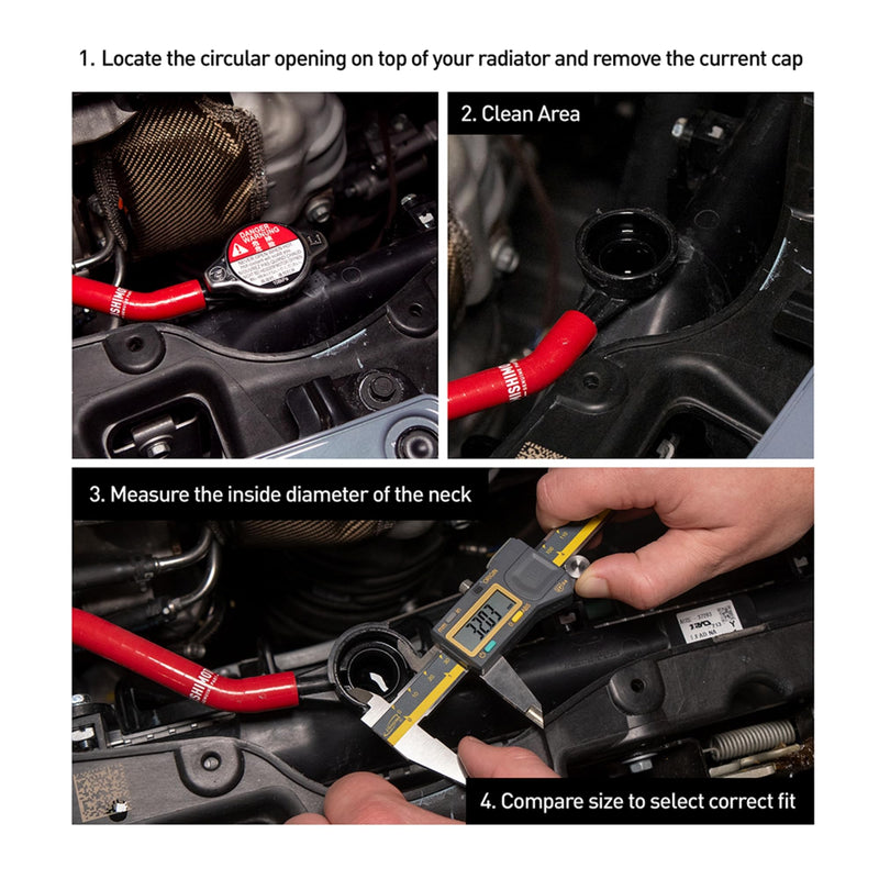Mishimoto High-Pressure Radiator Cap, 1.3 Bar with Universal Fill Necks, for Efficient Cooling, Small