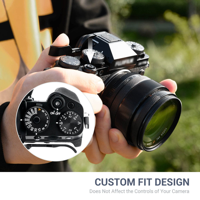 JJC Deluxe Aluminum Alloy Metal Thumb Up Grip for Fuji Fujifilm X-T5 XT-5 X-T4 X-T3 XT5 XT4 XT3 Camera with Hot Shoe Cover Protector Thumb Rest Support Black for Fujifilm X-T5 X-T4 X-T3